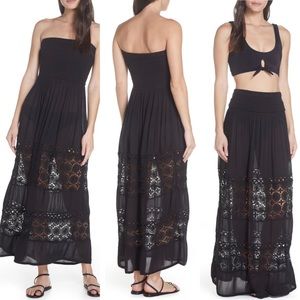 Chelsea 28 Black Farrah Smocked Coverup Maxi Dress